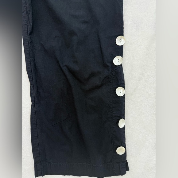 Women’s Black Tulip Brand Cropped Pants White Buttons Size Small Beach Vacation - Picture 3 of 13
